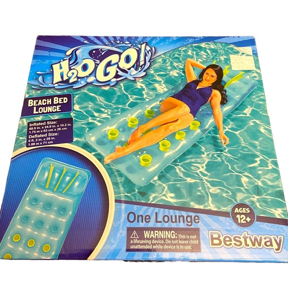 H2O Go Inflatable Pool Lounger Floater In Orange & Pink or Blue & Lime. - Picture 4 of 6